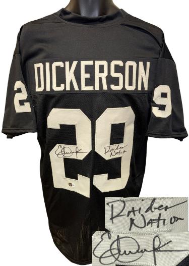 Eric Dickerson signed Los Angeles Black Custom Stitched Pro Style Football Jersey Raider Nation XL- Beckett Witnessed