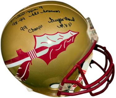 Peter Warrick signed Florida State Seminoles Riddell NCAA FS Rep Helmet #9 98-99 All American/99 Champs/Sugar Bowl MVP- PSA