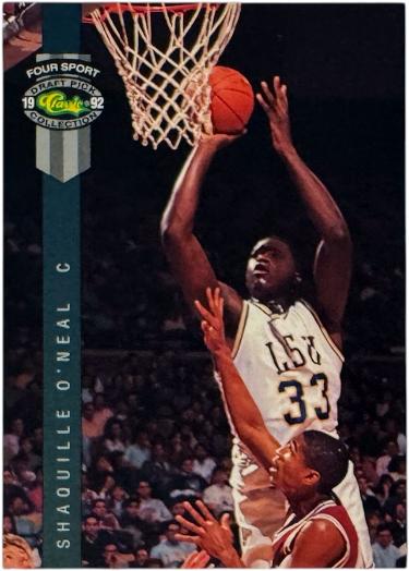 Shaquille O'Neal 1992 Classic Four Sport Draft Pick Collection Rookie Card #1 (LSU Tigers/Orlando Magic/HOF)