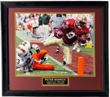 Peter Warrick signed Florida State Seminoles NCAA Licensed 16x20 Photo #9 Custom Framing- PSA In The Presence #8A11621