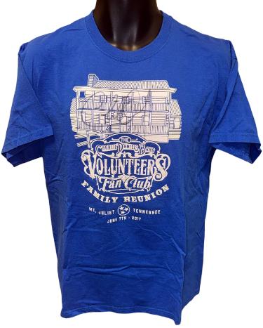 Charlie Daniels signed The Charlie Daniels Band Volunteers Fan Club Family Reunion 2017 Blue T-Shirt- Size L- New/Unworn- COA