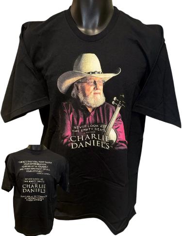 Charlie Daniels Never Look At The Empty Seats A Memoir Book Official Black T-Shirt- Size Large- New/Unworn