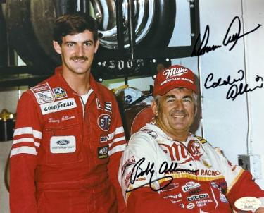 Bobby Allison/Donnie Allison/Eddie Allison triple signed NASCAR 8x10 Photo- JSA #II11664 (w/ Davey Allison)