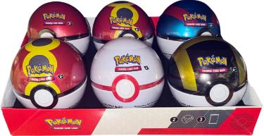 Pokemon TCG L25 PokeBall Tins 18 Booster Packs Display Tray - Lot Of 6 Tins -New