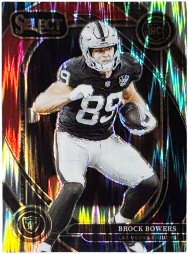 Brock Bowers 2024 Panini Select Club Level Black & Red Shock Prizm Rookie Card (RC) #222 (Las Vegas Raiders)