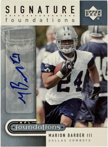 Marion Barber III signed 2005 Upper Deck Signature Foundations RC Auto Card #SF-BA (Dallas Cowboys)