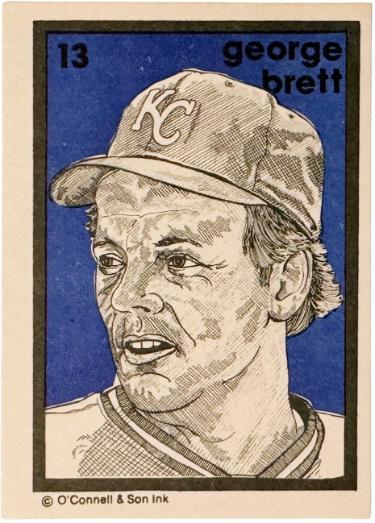 George Brett 1984 O'Connell & Son Mini Print Art Card #13 (Kansas City Royals/HOF)