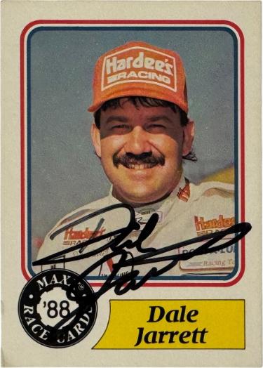 Dale Jarrett signed 1988 Maxx Charlotte Hardee's Racing RC On Card Auto #61- COA