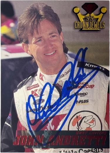 John Andretti signed 1995 Wheels Crown Jewels Ruby On Card Auto #25 - COA