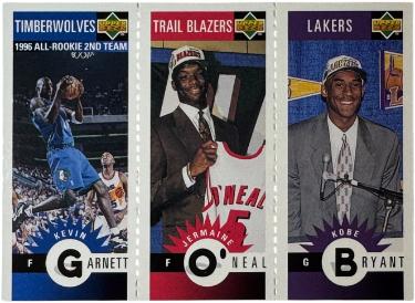 Kobe Bryant 1996-97 Upper Deck Collector's Choice Rookie Card #M129 (Kevin Garnett/Jermaine O'Neal)