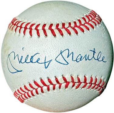 Mickey Mantle signed Rawlings Official ROAL American League Baseball tone spots-Beckett Review (New York Yankees/HOF)