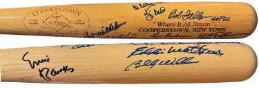 HOF Greats Cooperstown Model Bat 12 Sigs � Beckett Banks/Berra/Ford/Mathews/Snider/Williams/Boudreau/Kiner