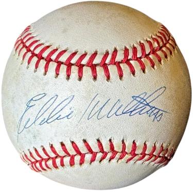 Eddie/Ed Mathews signed Official Rawlings RONL National League Baseball toned- COA (HOF/500HR)