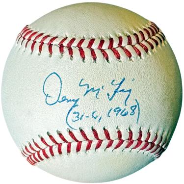 Denny McLain signed Official Rawlings ROAL Baseball w/ 31-6, 1968 tone- COA (Detroit Tigers)