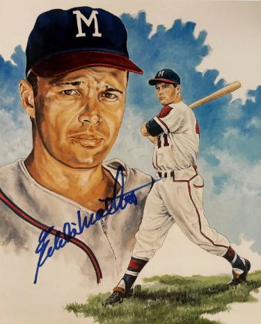 Eddie/Ed Mathews signed Milwaukee Braves 8x10 Portrait Photo - COA (HOF/500HR)