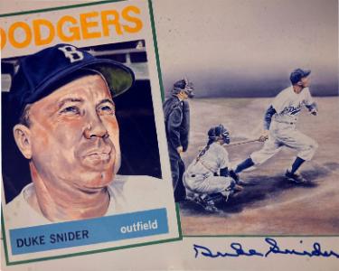 Duke Snider signed Brooklyn Dodgers 8x10 Photo/Lithograph imperfect- COA (HOF)