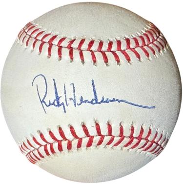 Rickey Henderson signed Rawlings Official ROAL American League Baseball- COA (Oakland A's/HOF)