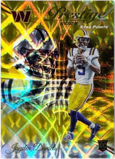Jayden Daniels 2024 Panini Prestige Gold Premium Xtra Points RC Card #302 /75 (LSU Tigers/Washington Commanders)