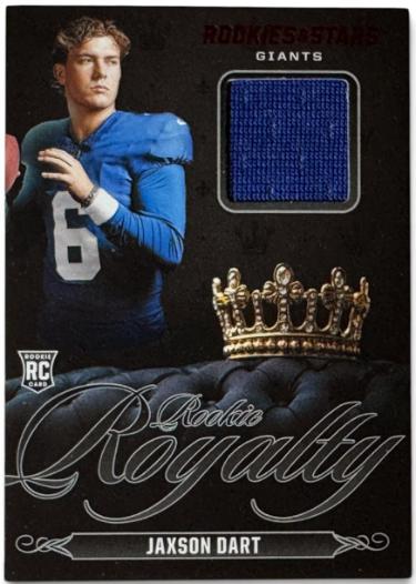 Jaxson Dart 2025 Panini Rookies & Stars Rookie Royalty Memorabilia Card #RR-JDT (New York Giants)