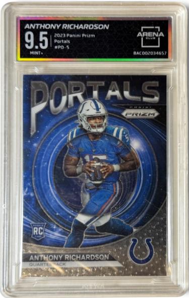 Anthony Richardson 2023 Panini Prizm Portals RC Card #PO-5- Arena Club Graded 9.5 Mint+ (w/sub grades/Indianapolis Colts)