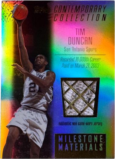 Tim Duncan 2003 Topps Contemporary Coll Milestone Materials Card #MIMTD- /250 (San Antonio Spurs/HOF)