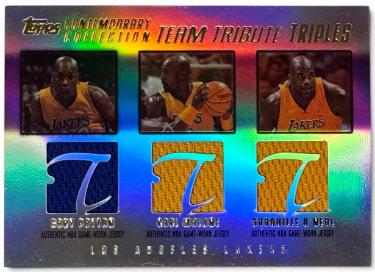 Shaquille O'Neal/Gary Payton/Karl Marlone 2003-04 Topps Contemporary Coll Team Tribute Triples Worn Jersey Card #TTT-PMO /250
