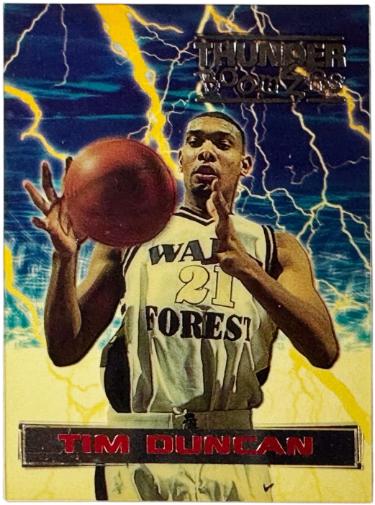 Tim Duncan 1997 Wheels Thunder Boomers Rookie Card (RC) #TB1 (Wake Forest/San Antonio Spurs/HOF)