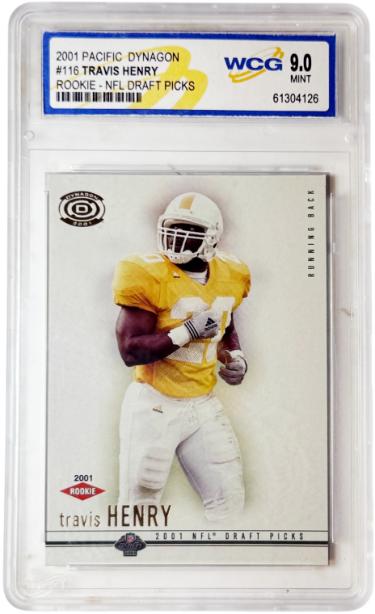 Travis Henry 2001 Pacific Dynagon Rookie DP Card RC #116-WCG Graded 9 Mint (Tennessee Volunteers)