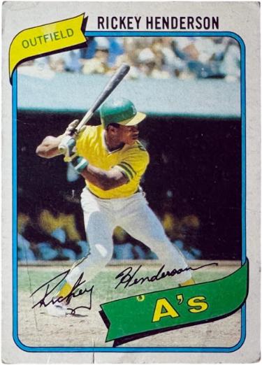 Rickey Henderson 1980 Topps Rookie Card (RC) #482 imperfect (Oakland A's/HOF)