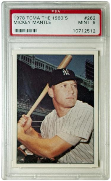 Mickey Mantle 1978 TCMA the 1960's Green Back Card #262- PSA Graded 9 Mint (New York Yankees/HOF)