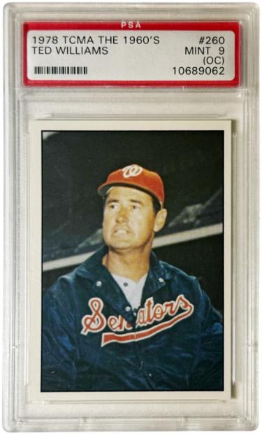 Ted Williams 1978 TCMA The 1960's Card #260- PSA Graded 9 Mint (OC) (Washington Senators)