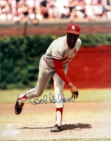 Bob Gibson signed St. Louis Cardinals MLB Licensed 8x10 Photo- Goldin/Score Board COA  (HOF)