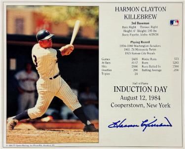 Harmon Killebrew signed Minnesota Twins Hall of Fame Induction 8x10 Photo- COA