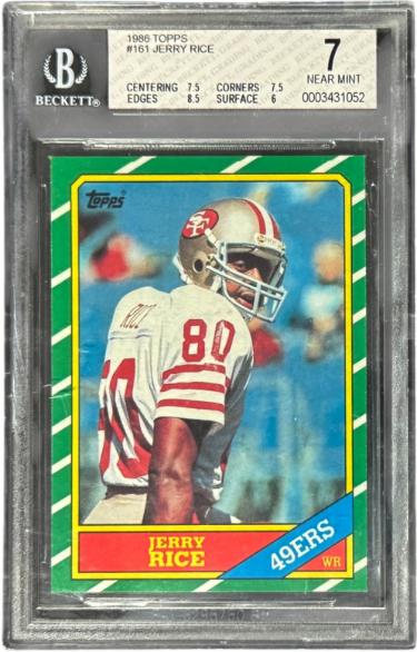 Jerry Rice 1986 Topps Rookie Card (RC) #161- Beckett/BGS Graded 7 Near Mint (w/sub-grades/San Francisco 49ers/HOF)