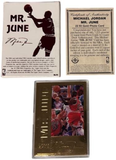Michael Jordan 1998 Upper Deck 22KT Gold "Mr. June" Card /7233- COA (Chicago Bulls/GOAT/HOF)