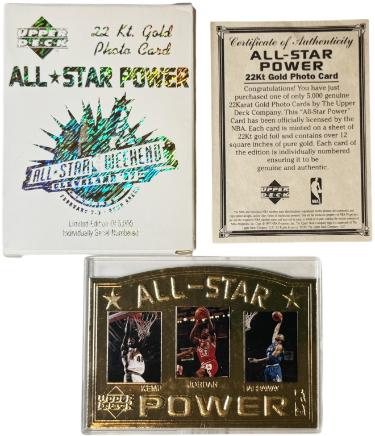 Michael Jordan 1997 Upper Deck 22KT Gold All-Star Power Card /5000- COA (Chicago Bulls/GOAT/HOF)