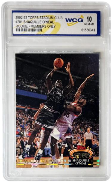 Shaquille O'Neal 1992-93 Topps Stadium Club Members RC Card #201 - WCG Graded 10 Gem Mint (Orlando Magic/HOF)