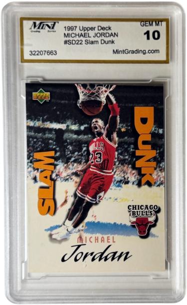 Michael Jordan 1997-98 Upper Deck Slam Dunk Card #SD22 - Mint Graded 10 Gem Mint (Chicago Bulls/GOAT/HOF)