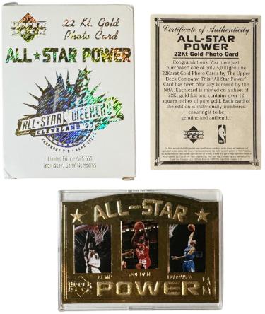 Michael Jordan 1997 Upper Deck 22KT Gold All-Star Power Card /5000- COA (Chicago Bulls/GOAT/HOF)