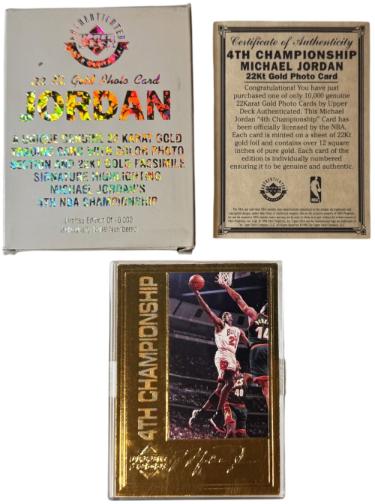 Michael Jordan 1996 Upper Deck 22KT Gold 4th NBA Championship Card /10,000 (Chicago Bulls/GOAT/HOF)