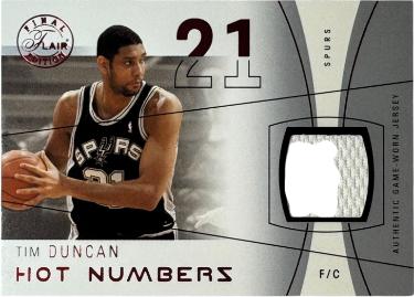 Tim Duncan 2003-04 Flair Final Edition Hot Numbers Worn Jersey Card /175 #HN-TD (San Antonio Spurs/HOF)