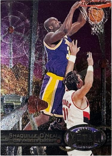 Shaquille O'Neal 1997-98 Skybox Metal Universe Reebok Card #50 (Los Angeles Lakers/HOF)