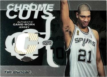 Tim Duncan 2003-04 Topps Chrome Cuts Game Worn Jersey Card #CCR-TD (San Antonio Spurs/HOF)