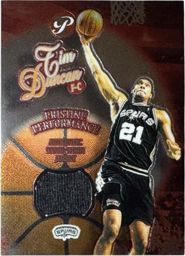 Tim Duncan 2002-03 Topps Pristine Performance NBA Game Worn Jersey Card #PPE-TD (San Antonio Spurs)