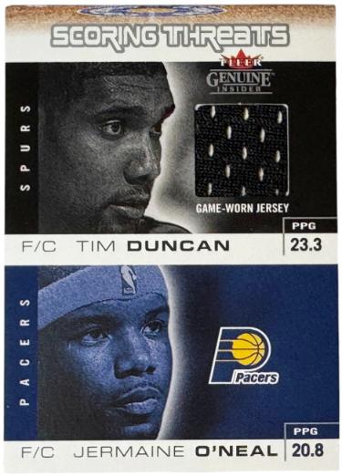 Tim Duncan 2003-04 Fleer Genuine Insider Scoring Threats Worn Jersey Card #ST-TD (San Antonio Spurs/HOF)