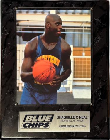 Shaquille O'Neal signed Blue Chips Movie "Neon" 8x10 Photo Plaque- Goldin- Score Board COA