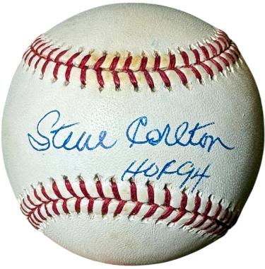 Steve Carlton signed Official Rawlings Major League Baseball HOF 94 tone spots- COA (Philadelphia Phillies)