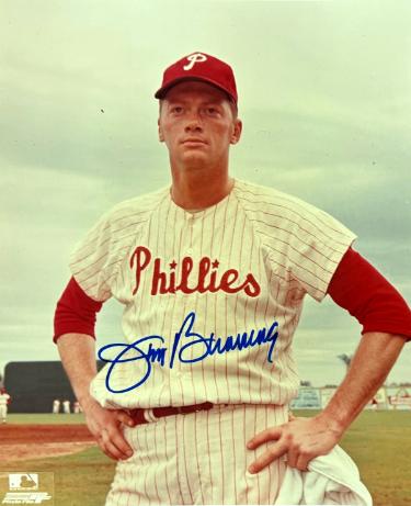 Jim Bunning signed Philadelphia Phillies MLB 8x10 Photo- COA (HOF/6-21-64 PG)