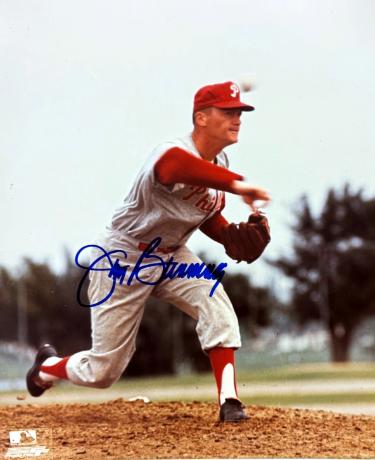 Jim Bunning signed Philadelphia Phillies MLB 8x10 Photo- COA (HOF/6-21-64 PG)