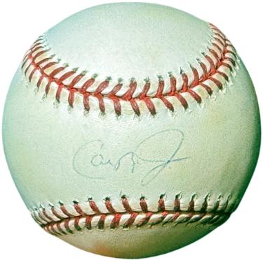 Cal Ripken, Jr. signed Rawlings OFC MLB Baseball imperfect/sig fad-Ripken 8 Holo (Baltimore Orioles/HOF)